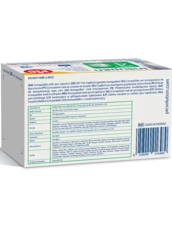 PIC Genuine Insupen insulin pen needles, 32G size and 4mm length, available in a pack of 100 for smooth injection. - Image 2
