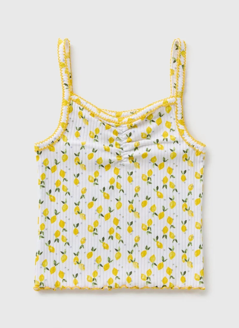 Matalan Girls Yellow Lemon Ribbed Vest