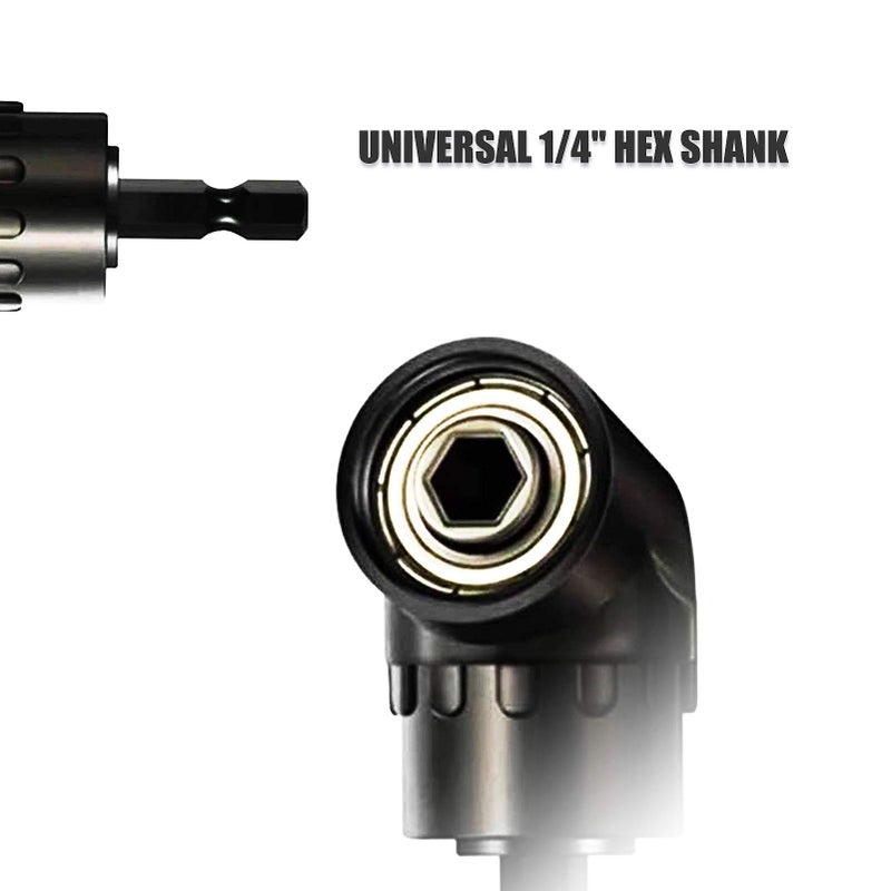 105 ° electric screwdriver head corner tool set of 7 pieces, 1 piece 1/4 inch 105 degree right angle drill bit, 3 pieces 1/4 extension rod bit holder, 3 pieces impact sleeve square nut screwdriver head, black corner tool - Image 4