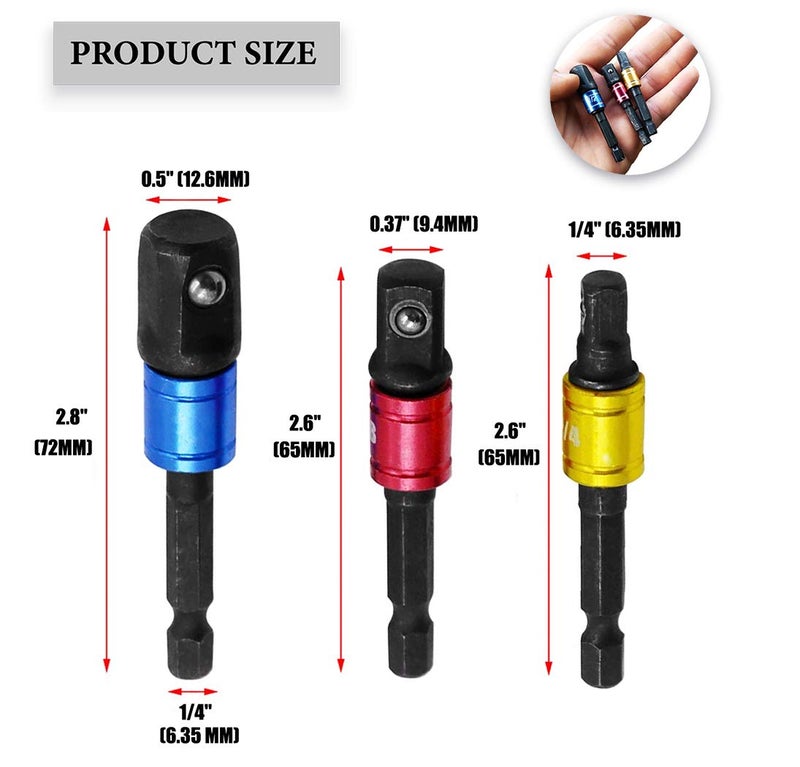 105 ° electric screwdriver head corner tool set of 7 pieces, 1 piece 1/4 inch 105 degree right angle drill bit, 3 pieces 1/4 extension rod bit holder, 3 pieces impact sleeve square nut screwdriver head, black corner tool - Image 3