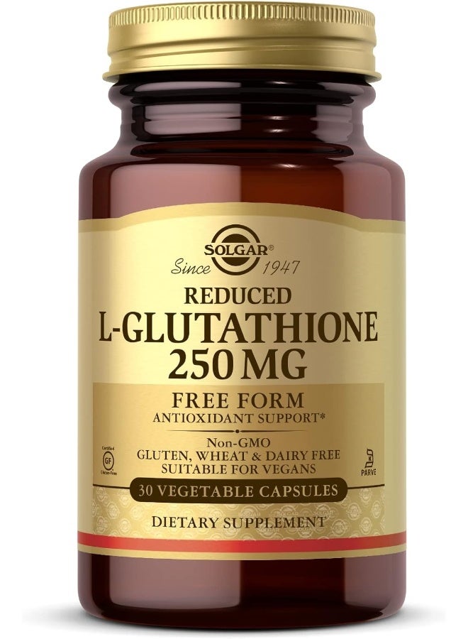 Solgar Reduced L-Glutathione, 250 mg, 30 Vegetable Capsules - Image 1