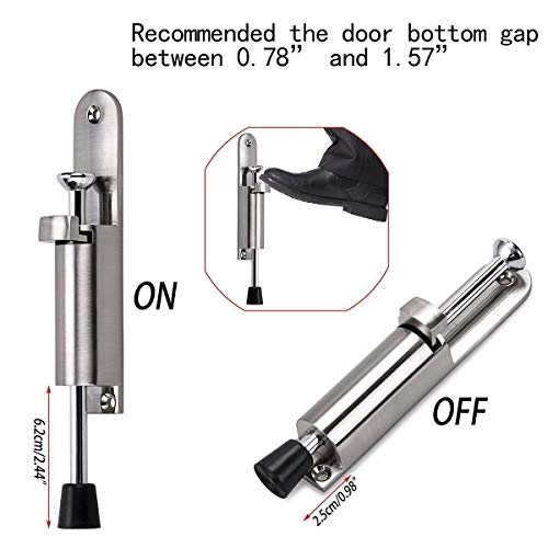 CertBuy 2 Pack Kickdown Door Stop, CertBuy Stainless Steel Easy Step Door Stopper Spring Loaded Telescopic Door Stopper, Adjustable Door Locks Holder Stop/Release by Foot - Image 4