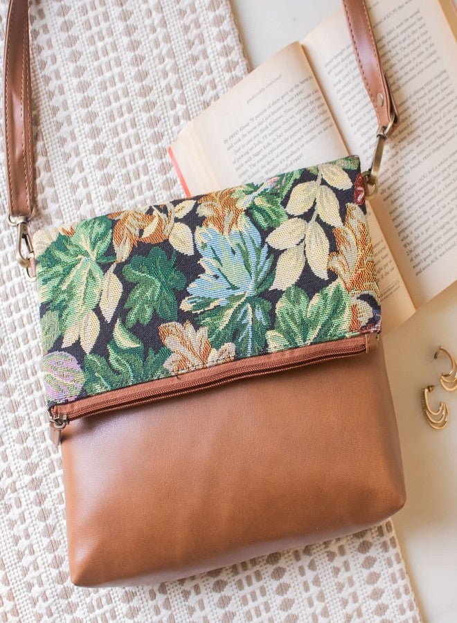 HAMELIN Women's Fold Over Sling Bags for Girls| Carefully Handcrafted Stylish Vegan Leather Ladies Purse for Mobile/Makeup|Woven Design with Adjustable Strap|Ideal Women's Day Gifts| Floret, Brown - Image 3