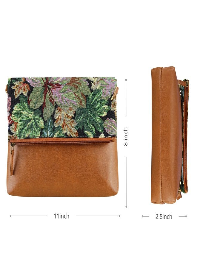 HAMELIN Women's Fold Over Sling Bags for Girls| Carefully Handcrafted Stylish Vegan Leather Ladies Purse for Mobile/Makeup|Woven Design with Adjustable Strap|Ideal Women's Day Gifts| Floret, Brown - Image 4