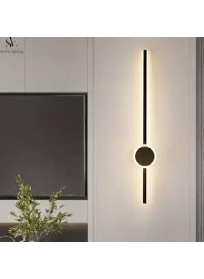 المفتاحة مصابيح حائط LED حديثة لغرفة المعيشة أو غرفة النوم أو الممر - تصميم خط عمودي بسيط مع لمسة دائرية - مصباح حائط أبيض دافئ قابل للتعتيم للديكور الداخلي للمنزل - Image 2