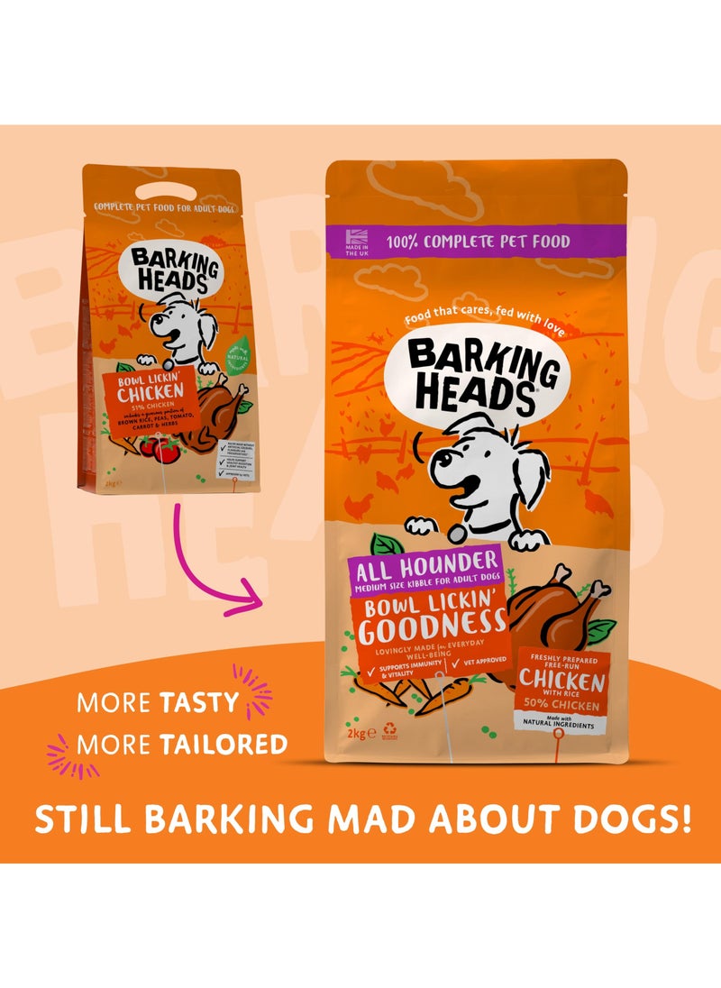 Barking Heads - Complete Dry Dog Food 12kg - Adult All Hounder Bowl Lickin' Goodness Chicken - Natural Everyday Immunity & Vitality - Vet Approved - Image 1