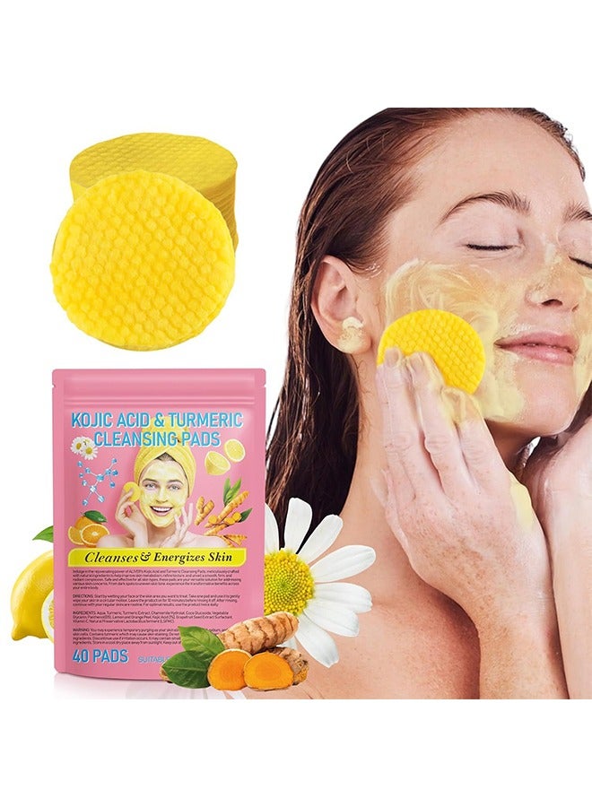 ALIVER Kojic Acid & Turmeric Cleansing Pads， for Dark Spots Turmeric Kojic Acid Cleansing Pads Helps Balance Skin Oil & Water Fade Spot Remove Excess Keratin Clean Oil Refines Pores 40Pads - Image 1