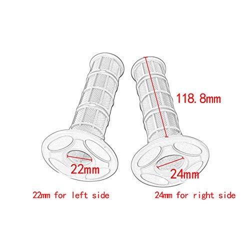 JRL 7/8" Practical Motorcycle Hand Grips Dirt Bike Motocross Gel Handlebar 2Pc- White - Image 3