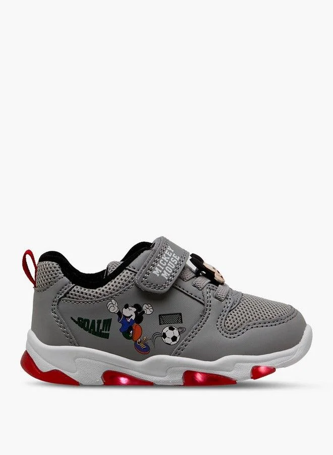 Disney  Mickey Mouse Print Light-Up Sneakers with Hook and Loop Closure  | Best Price UAE