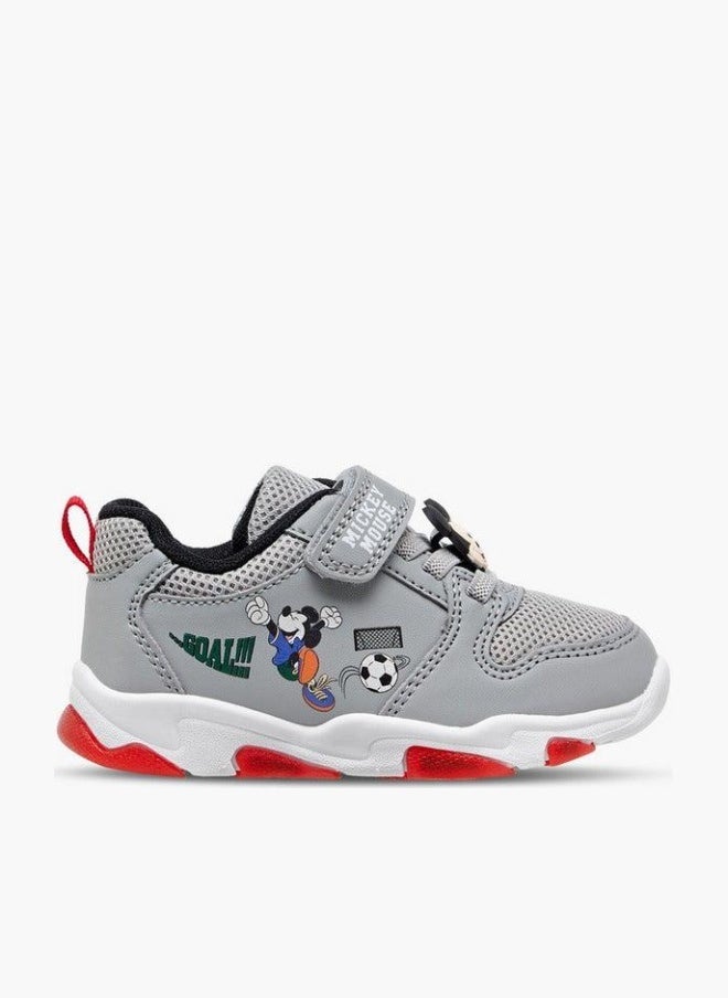 Disney Mickey Mouse Print Light-Up Sneakers with Hook and Loop Closure - Image 3