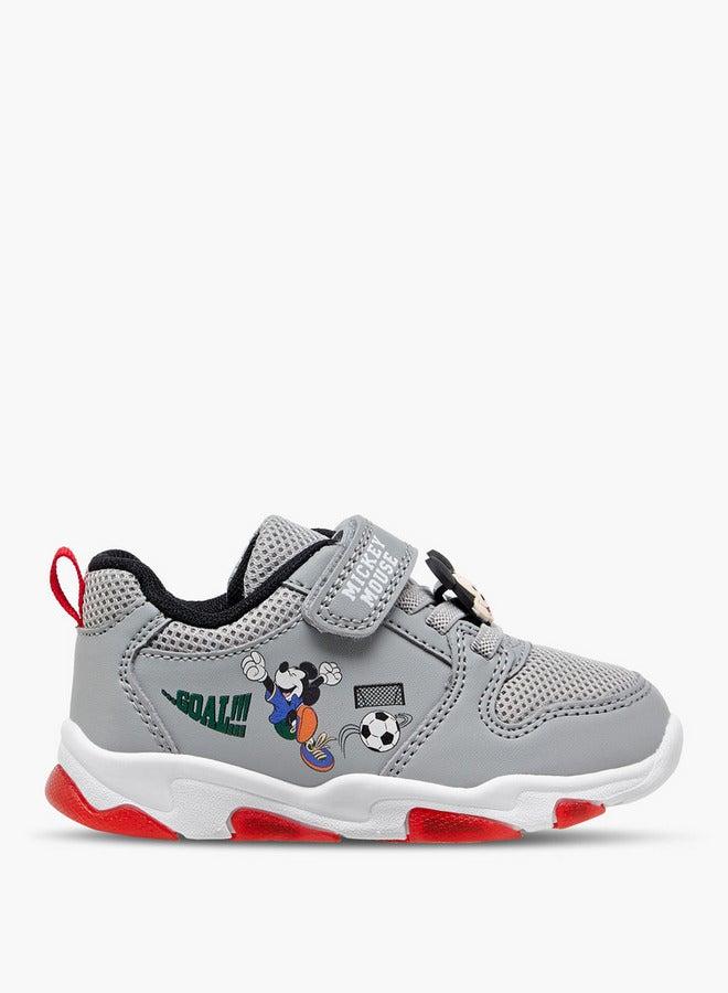 Disney Mickey Mouse Print Light-Up Sneakers with Hook and Loop Closure - Image 2