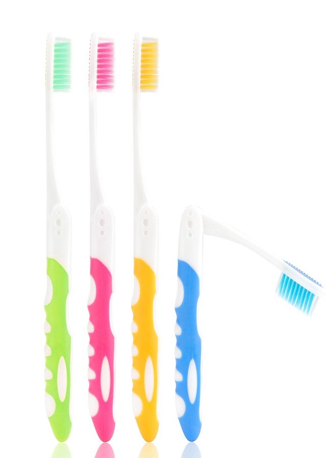 KQNBI Travel Toothbrush, 4PCS Portable Travel Toothbrush Set,Mini Tooth Brush Built in Cover Soft Travels Size Folding Toothbrushs Individually Wrapped ToothBrushes for Adults Kids Hiking Camping Traveling - Image 1