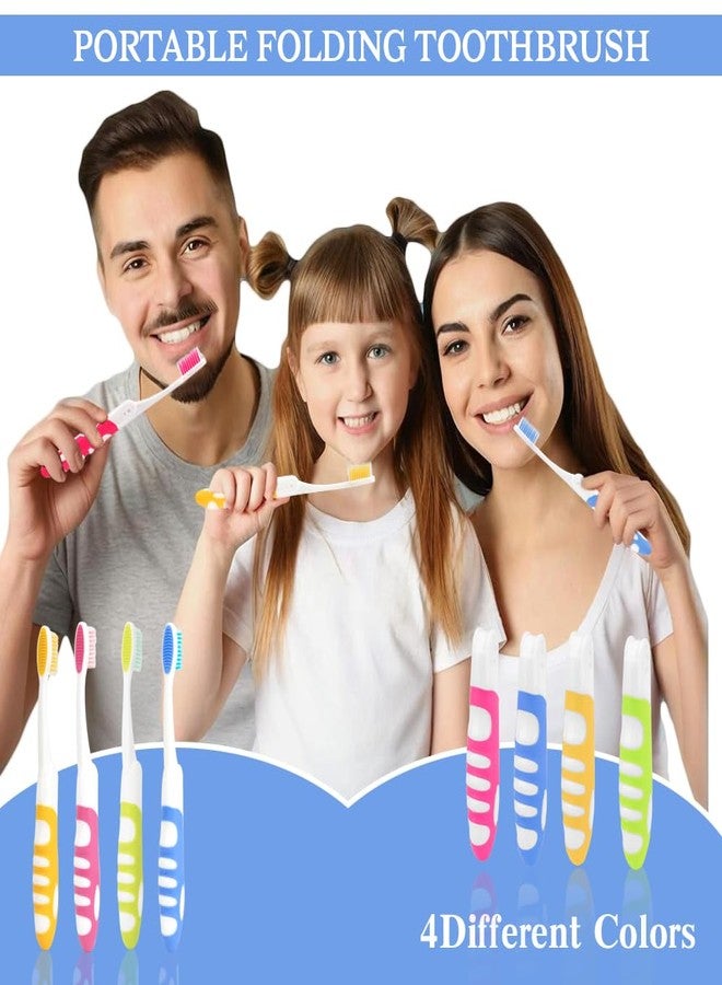 KQNBI Travel Toothbrush, 4PCS Portable Travel Toothbrush Set,Mini Tooth Brush Built in Cover Soft Travels Size Folding Toothbrushs Individually Wrapped ToothBrushes for Adults Kids Hiking Camping Traveling - Image 2