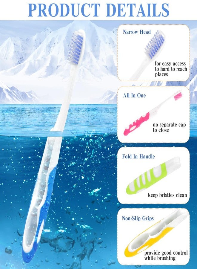 KQNBI Travel Toothbrush, 4PCS Portable Travel Toothbrush Set,Mini Tooth Brush Built in Cover Soft Travels Size Folding Toothbrushs Individually Wrapped ToothBrushes for Adults Kids Hiking Camping Traveling - Image 4