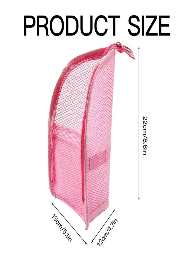Standing Travel Toiletry Bag for Women, Waterproof Hanging Makeup Organizer Cosmetic Zipper Pouch, Portable Stand Up Toiletry Bags Containers for Bathroom Essentials, Brush & Accessories (Black, Pink) - Image 2