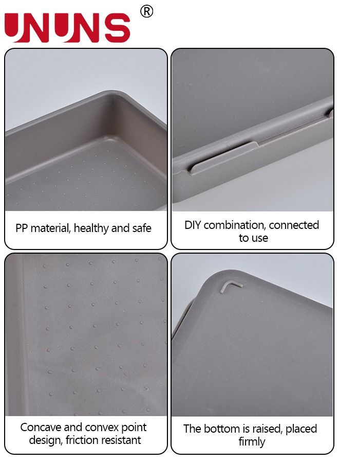 UNUNS منظم أدراج المكتب، 8 قطع من منظمات الأدراج المتشابكة، حاوية صناديق تخزين لأدوات المطبخ والحمام والمكياج والمجوهرات والأدوية - Image 4