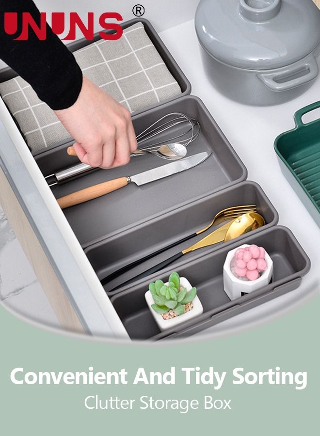 UNUNS منظم أدراج المكتب، 8 قطع من منظمات الأدراج المتشابكة، حاوية صناديق تخزين لأدوات المطبخ والحمام والمكياج والمجوهرات والأدوية - Image 3