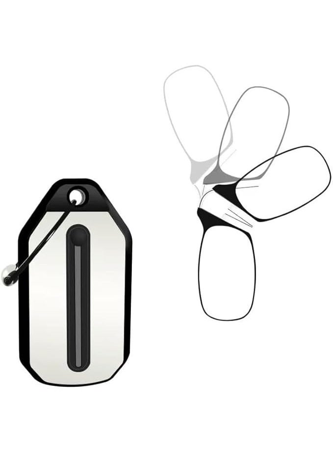 Clip Nose Reading Glasses, Foldable +1.50D Readers with Non-Slip Nose Pads, Ultra-Light, with Keychain Case - Image 1