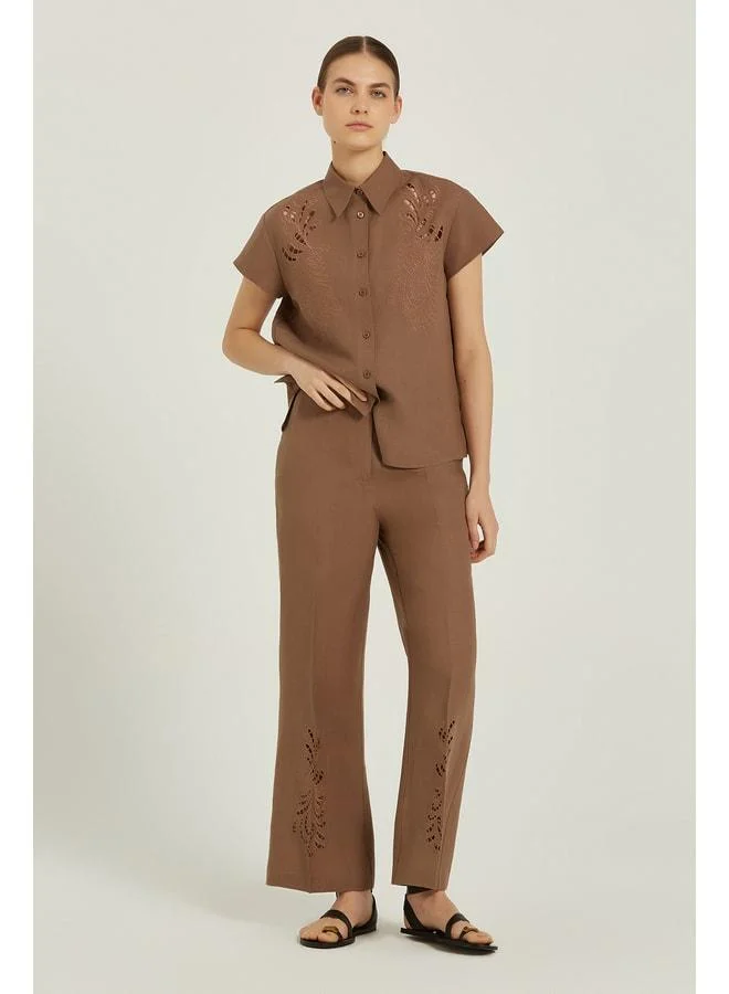 Mısırlı 1951 Light Coffee Fisto-Detail Women's Pants.