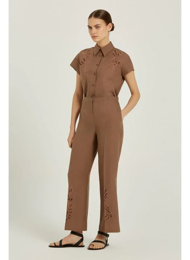 Mısırlı 1951 Light Coffee Fisto-Detail Women's Pants.