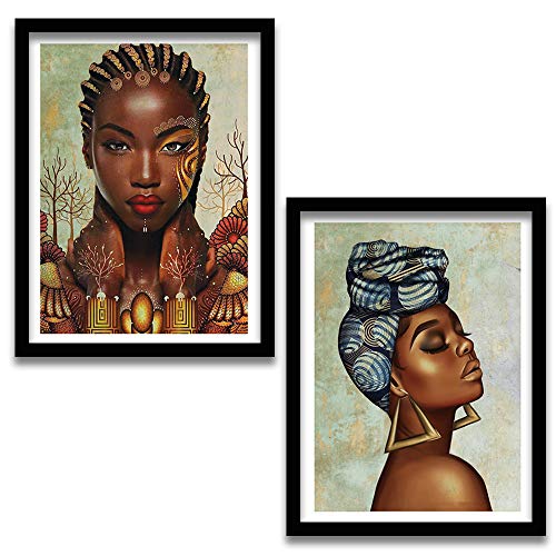 HEVEA Modern Art Framed Wall Posters/Paintings with Frame Wall Paintings Hangings Framed Wall Art Paintings (11 inch x 14 inch, Framed, Multicolor, Brown) -Set of 2 - Image 1