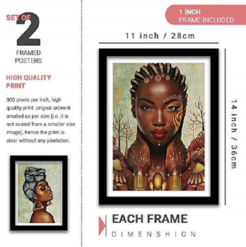 HEVEA Modern Art Framed Wall Posters/Paintings with Frame Wall Paintings Hangings Framed Wall Art Paintings (11 inch x 14 inch, Framed, Multicolor, Brown) -Set of 2 - Image 2