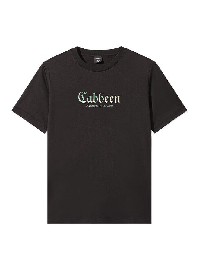 Cabbeen "cool Sensation Solona" Men's T-shirt Spring/summer Gradient Texture Logo Short Sleeve Coal Black XL - Image 3