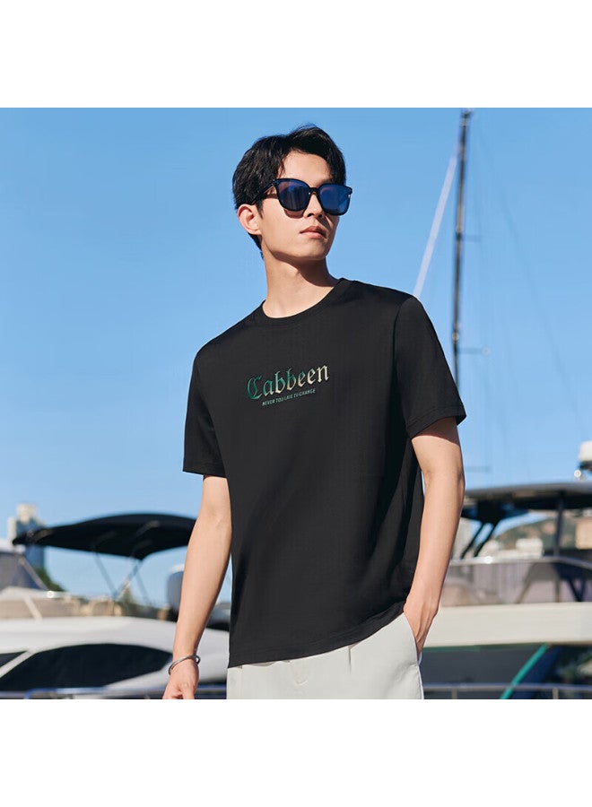 Cabbeen "cool Sensation Solona" Men's T-shirt Spring/summer Gradient Texture Logo Short Sleeve Coal Black XL - Image 2