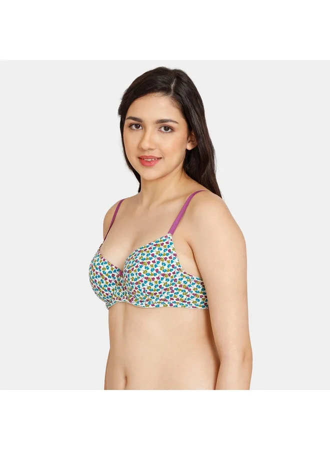 زيفامي Zivame All-Over Print Padded Wired Bra with Hook and Eye Closure