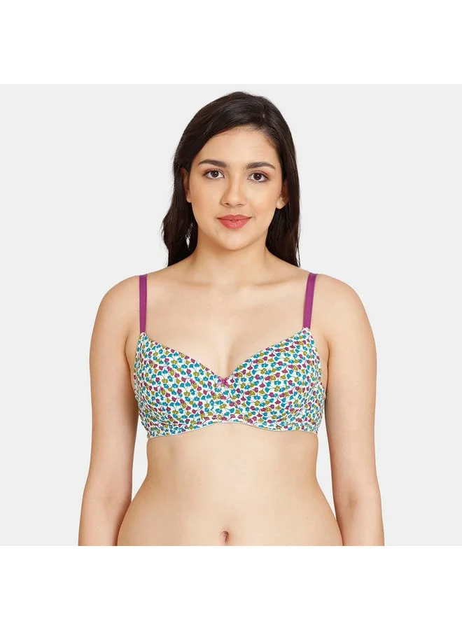 زيفامي Zivame All-Over Print Padded Wired Bra with Hook and Eye Closure