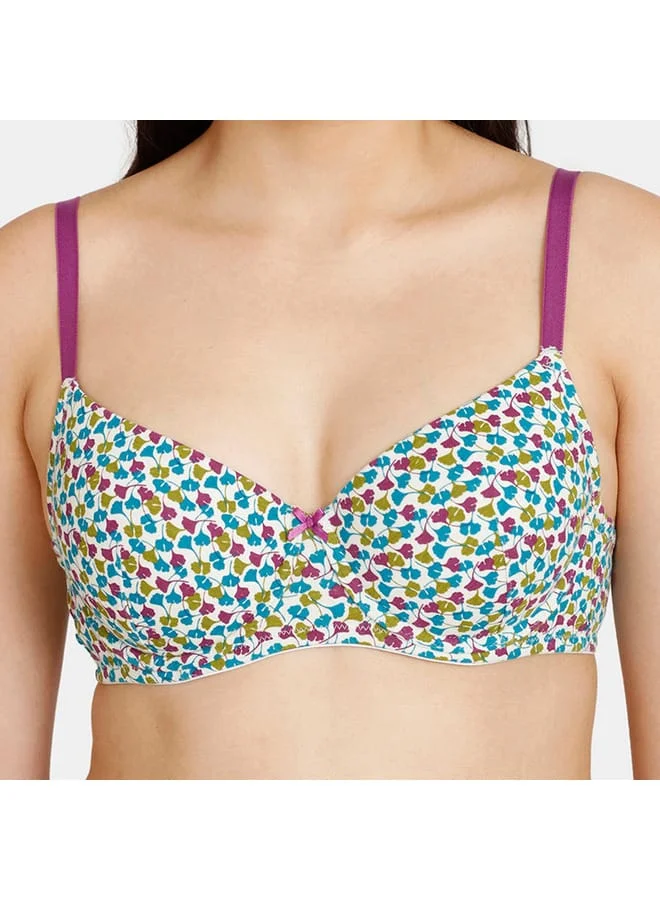 زيفامي Zivame All-Over Print Padded Wired Bra with Hook and Eye Closure