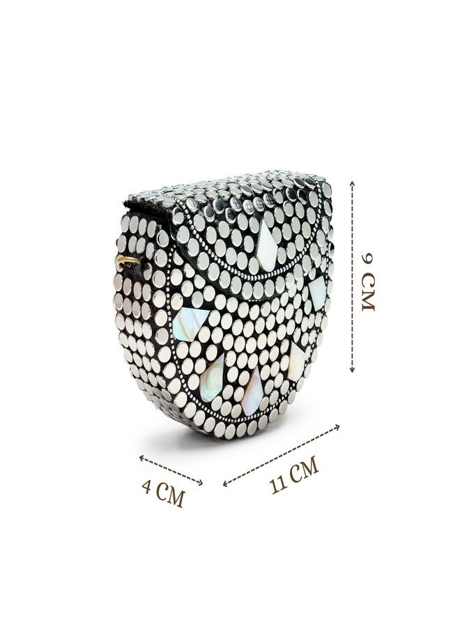 Anekaant Metal Mirage Silver Mosaic Clutch For Ladies | Party & Wedding Handbag - Image 5