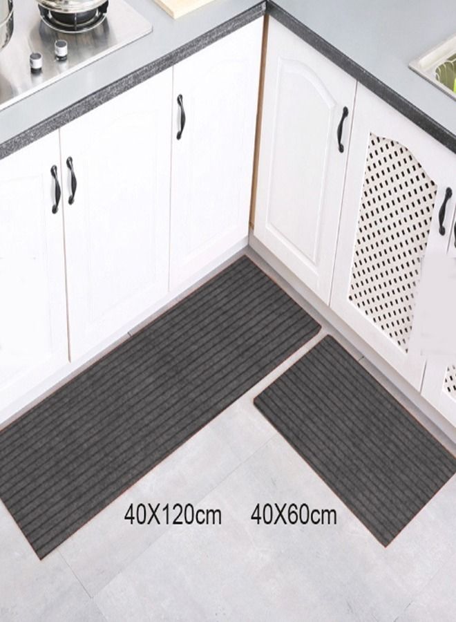 Kutis طقم سجاد مطبخ مكون من قطعتين بتصميم خطي يمتص الماء بسرعة 120 × 40 و60 × 40 سم  - Image 3