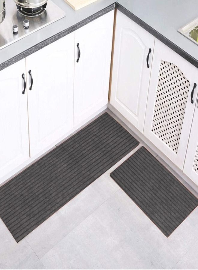 Kutis طقم سجاد مطبخ مكون من قطعتين بتصميم خطي يمتص الماء بسرعة 120 × 40 و60 × 40 سم  - Image 1