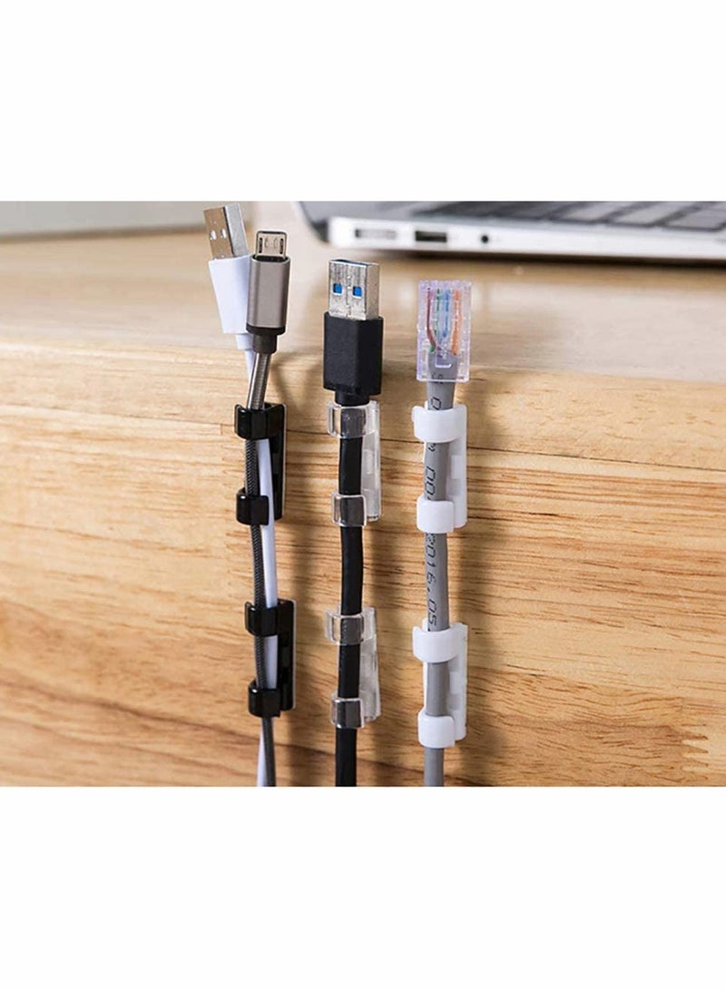 Excefore Cable Management Clips 40Pcs Self Adhesive Cable Clips Wire, SANNOBEL Organizers Cord Holders for TV, PC, Laptop, Ethernet Cable, Desktop Home Office - Image 3