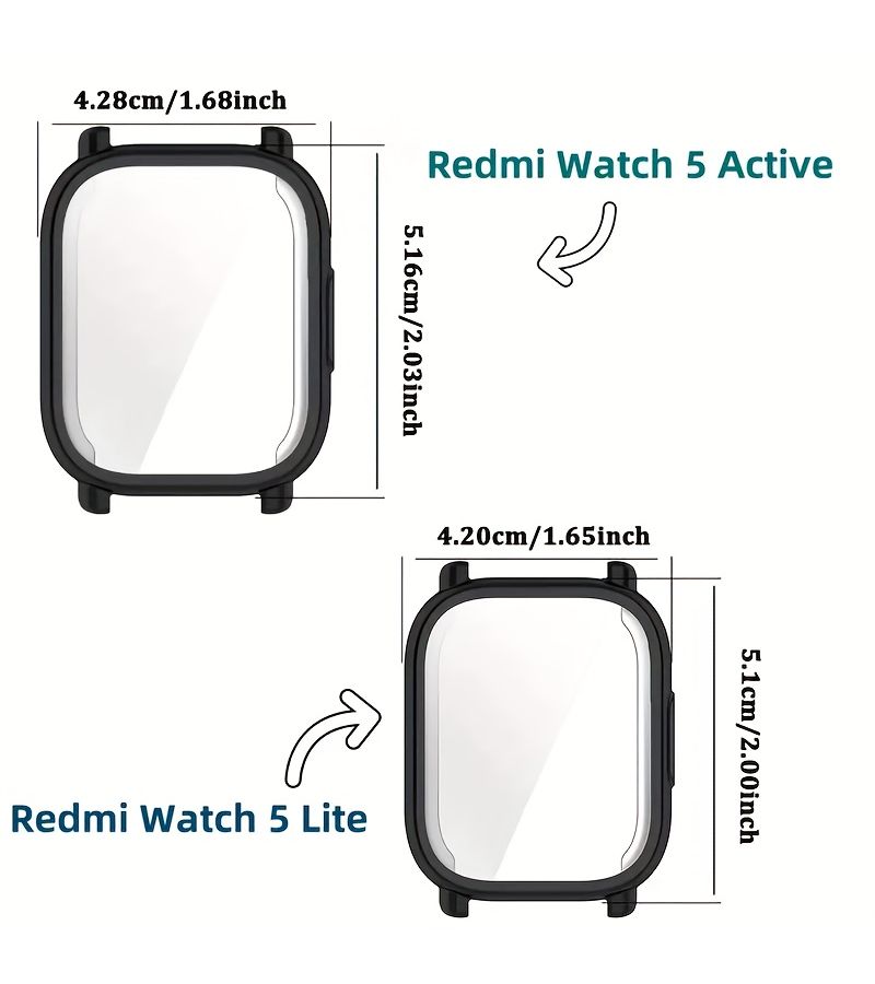 Rose Golden Transparent TPU Full Covered Case Set For Redmi Watch 5 Active With Screen Protector 2 Pack Impact Protection - Image 2