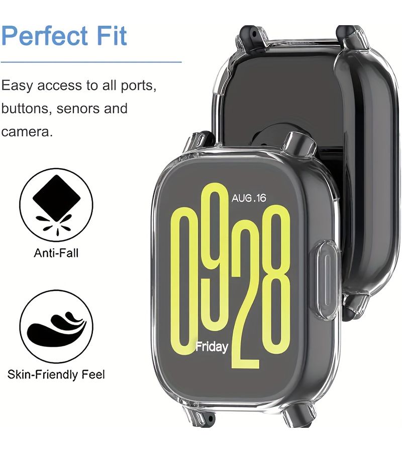 Rose Golden Transparent TPU Full Covered Case Set For Redmi Watch 5 Active With Screen Protector 2 Pack Impact Protection - Image 4