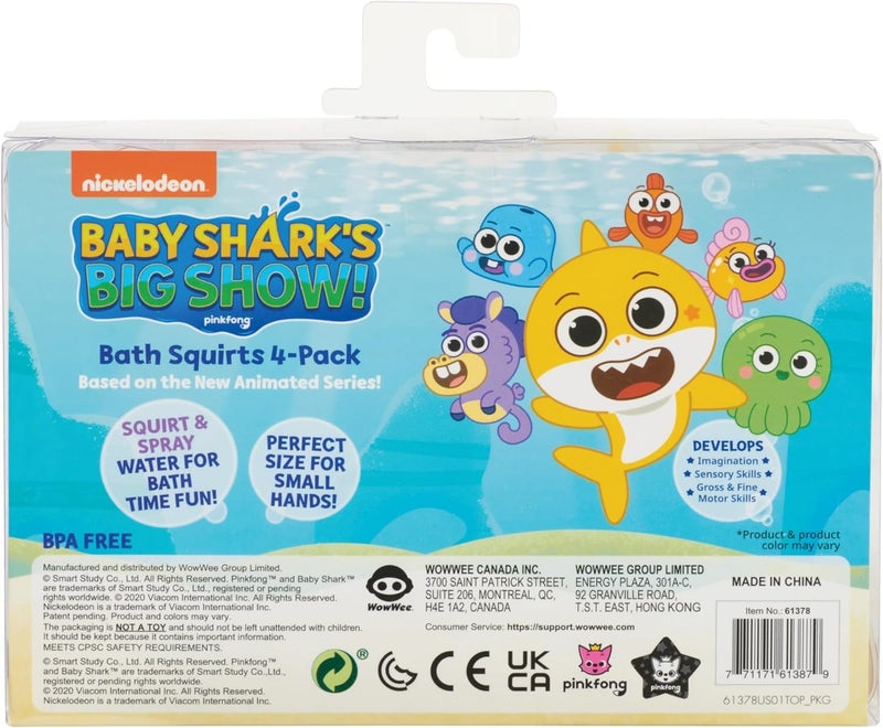 WowWee Baby Shark Bath Squirt Toy 4-Pack Big Show! - Image 5