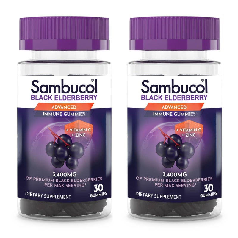 Sambucol Black Elderberry Gummies with Vitamin C & Zinc - Sambucus Elderberry Gummies for Immune Support, High Antioxidants, Gluten Free, Vegan, Elderberry with Zinc & Vitamin C - 30 Count, 2 Pack - Image 1
