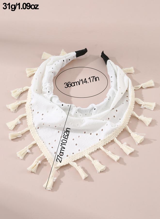 Take Two Triangle Headscarf with Tassel Trim - Image 4