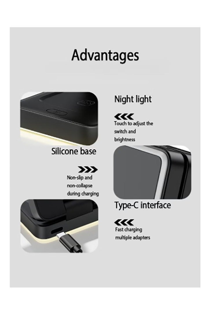 Fast Wireless Charger, Magnetic Foldable 3 in 1 Charging Station compatible with iPhone 16/15/14/13/12/Pro/Plus/Pro Max,15W Portable Charger for Apple Watch10/9/8/7/6/5/4/3/SE, compatible with Airpods3/2/Pro Black - Image 2
