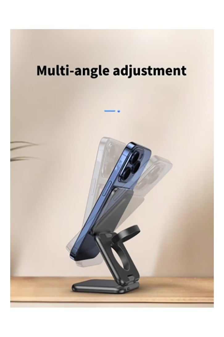 Fast Wireless Charger, Magnetic Foldable 3 in 1 Charging Station compatible with iPhone 16/15/14/13/12/Pro/Plus/Pro Max,15W Portable Charger for Apple Watch10/9/8/7/6/5/4/3/SE, compatible with Airpods3/2/Pro Black - Image 4