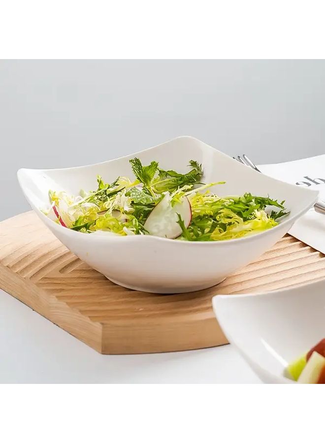 White Salad Bowl 1pc Reusable Microwave Dishwasher Safe Stackable Storage - Image 4