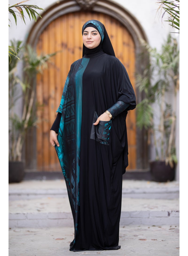 SATR HIJABI Elegant Black Printed Isdal with Artistic Detail – Modest Prayer Wear for Women - Image 5
