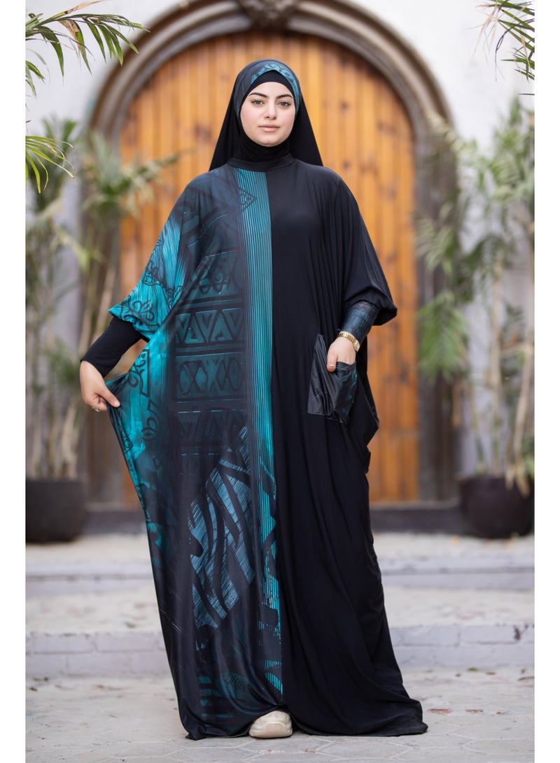 SATR HIJABI Elegant Black Printed Isdal with Artistic Detail – Modest Prayer Wear for Women - Image 2