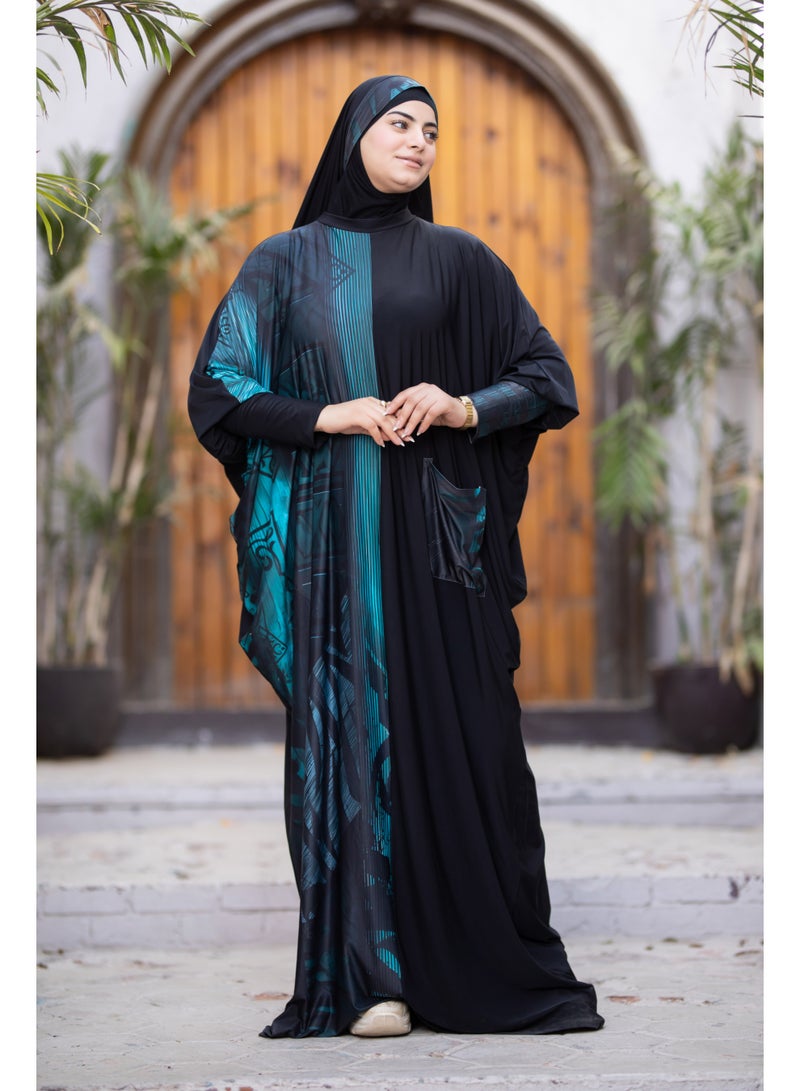 SATR HIJABI Elegant Black Printed Isdal with Artistic Detail – Modest Prayer Wear for Women - Image 4