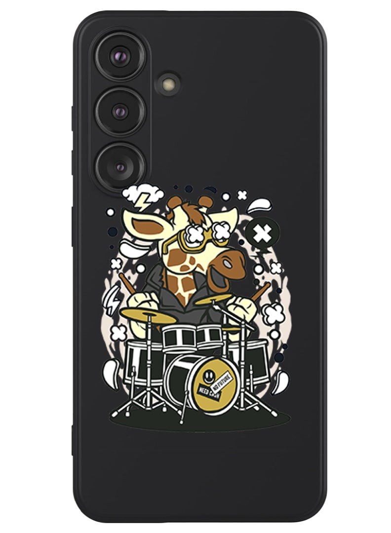 Theodor Protective Slim Fit Case Liquid Silicone Cover with Full Body Protection Anti-Scratch Shockproof Case For Samsung Galaxy S24 Plus (Black) - Cow drumming - Image 1