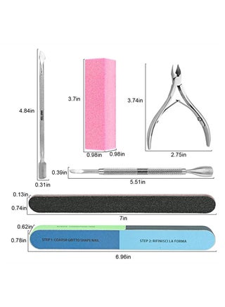11 PCS Nail File Set, Come with Cuticle Nipper and Pusher, For Dead Skin Nail Trimming Manicure Tools (Random Color) - view 2