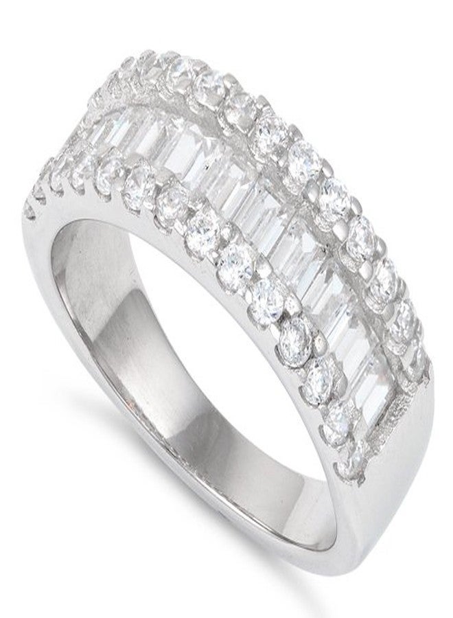 SILVERCLOSEOUT Sterling Silver Baguette Cut Simulated Diamond Ring - Size 11 - Image 1