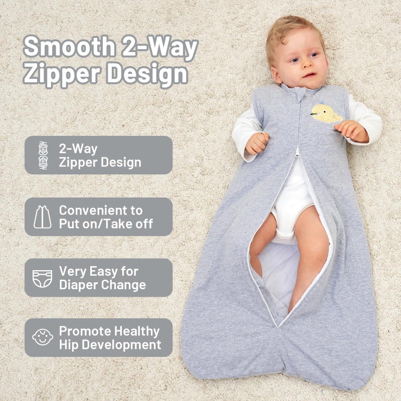 Roksuma Infant Sleep Sack 6-12 Months Winter Quilted 2.5 Tog 100% Cotton 2-Way Zipper Unisex Warm Baby Soft Toddler Wearable Blanket (Medium) - Image 5
